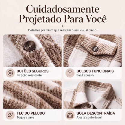 ✨👚Jaqueta aconchegante xadrez de botões para mulheres