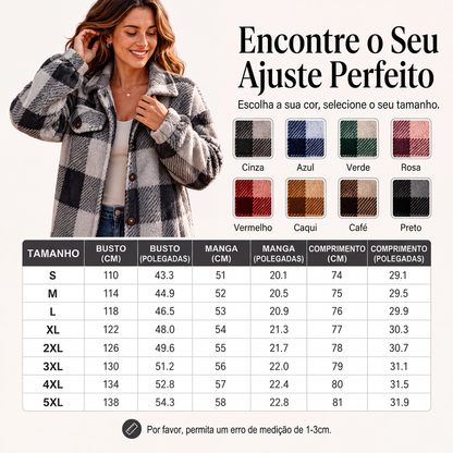 ✨👚Jaqueta aconchegante xadrez de botões para mulheres