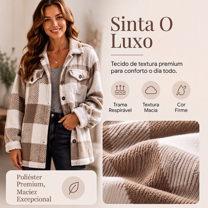 ✨👚Jaqueta aconchegante xadrez de botões para mulheres