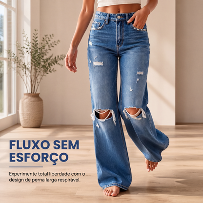 ✨Calças jeans rasgadas elegantes de cintura alta para mulheres