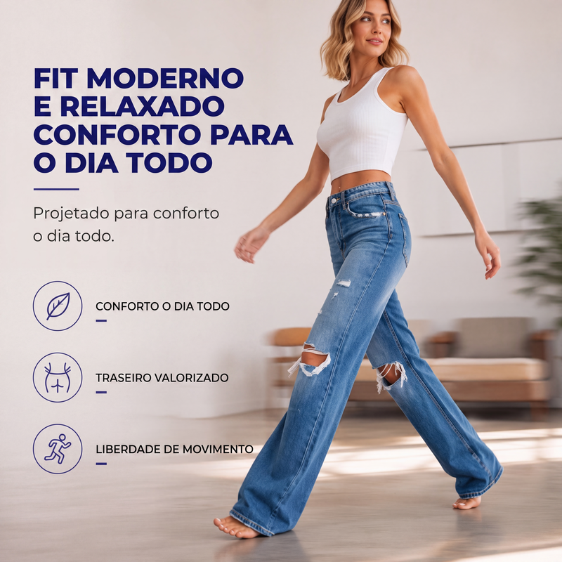 ✨Calças jeans rasgadas elegantes de cintura alta para mulheres
