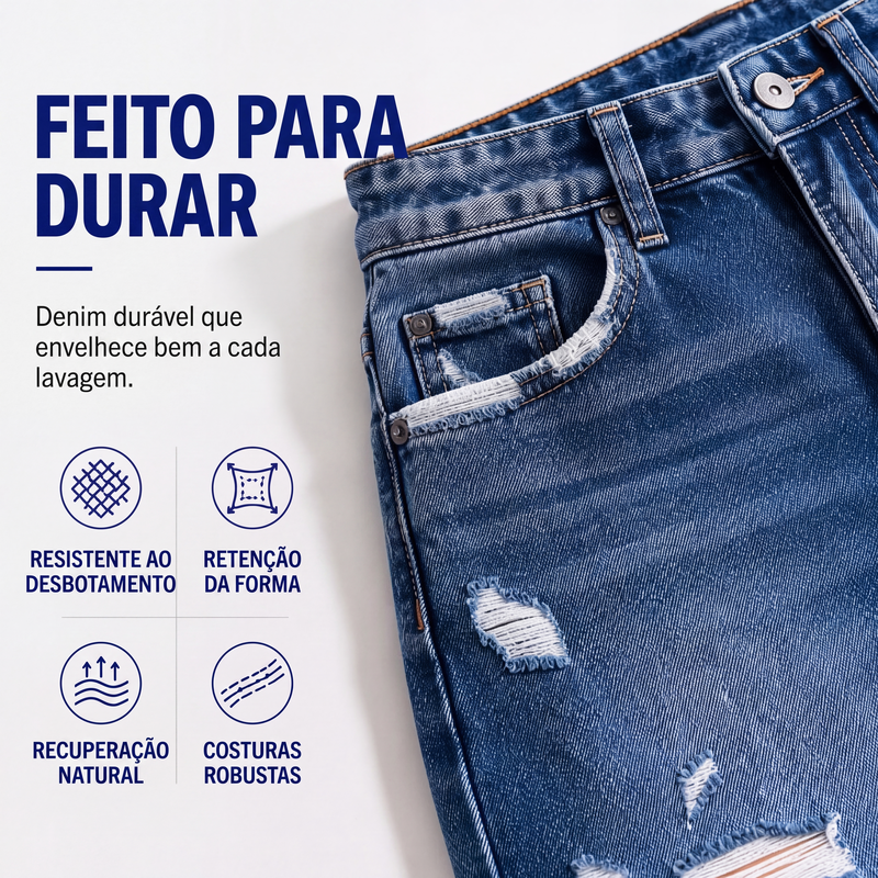 ✨Calças jeans rasgadas elegantes de cintura alta para mulheres