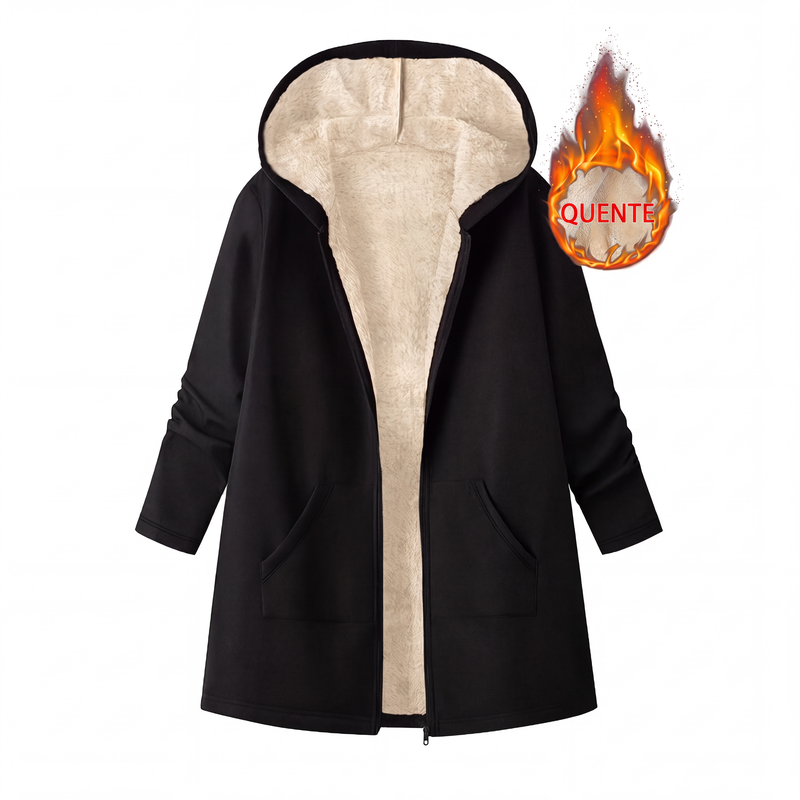 ✨👚Jaqueta Casual Quente Feminina Aconchegante com Capuz