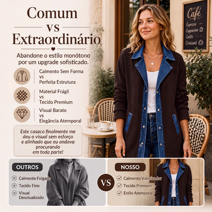 ✨👚Jaqueta casual de retalhos de jeans para mulher