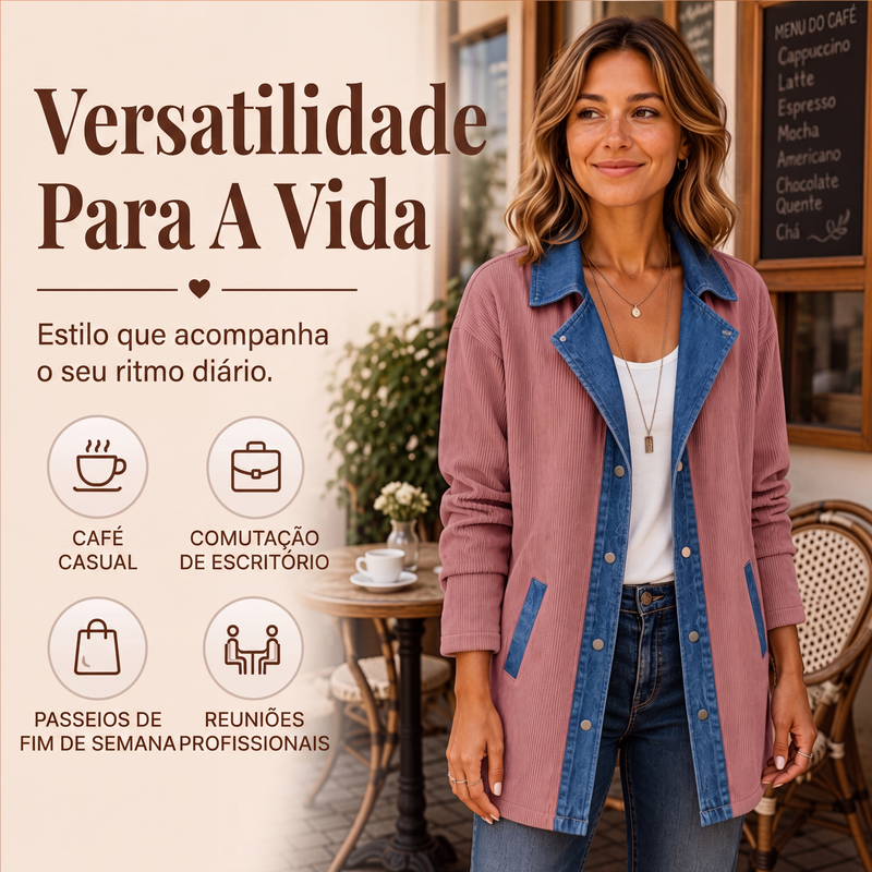 ✨👚Jaqueta casual de retalhos de jeans para mulher