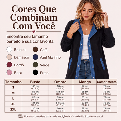 ✨👚Jaqueta casual de retalhos de jeans para mulher
