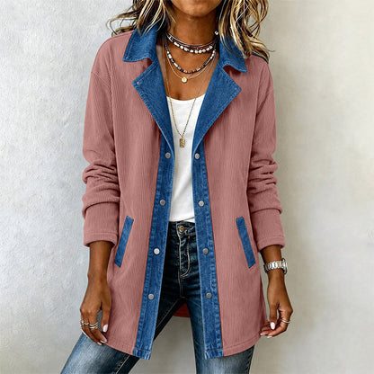 ✨👚Jaqueta casual de retalhos de jeans para mulher