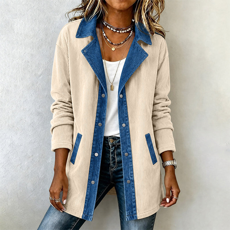 ✨👚Jaqueta casual de retalhos de jeans para mulher