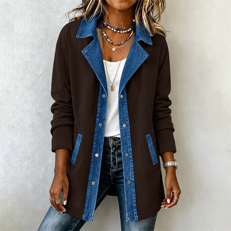 ✨👚Jaqueta casual de retalhos de jeans para mulher