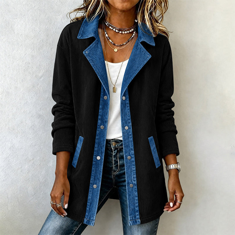 ✨👚Jaqueta casual de retalhos de jeans para mulher