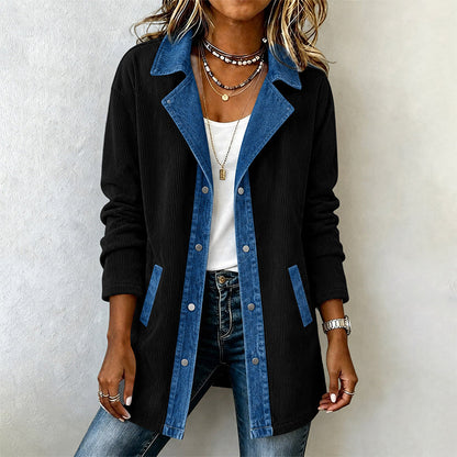 ✨👚Jaqueta casual de retalhos de jeans para mulher