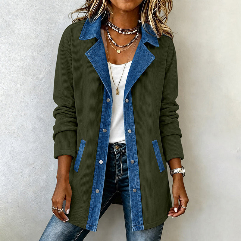 ✨👚Jaqueta casual de retalhos de jeans para mulher