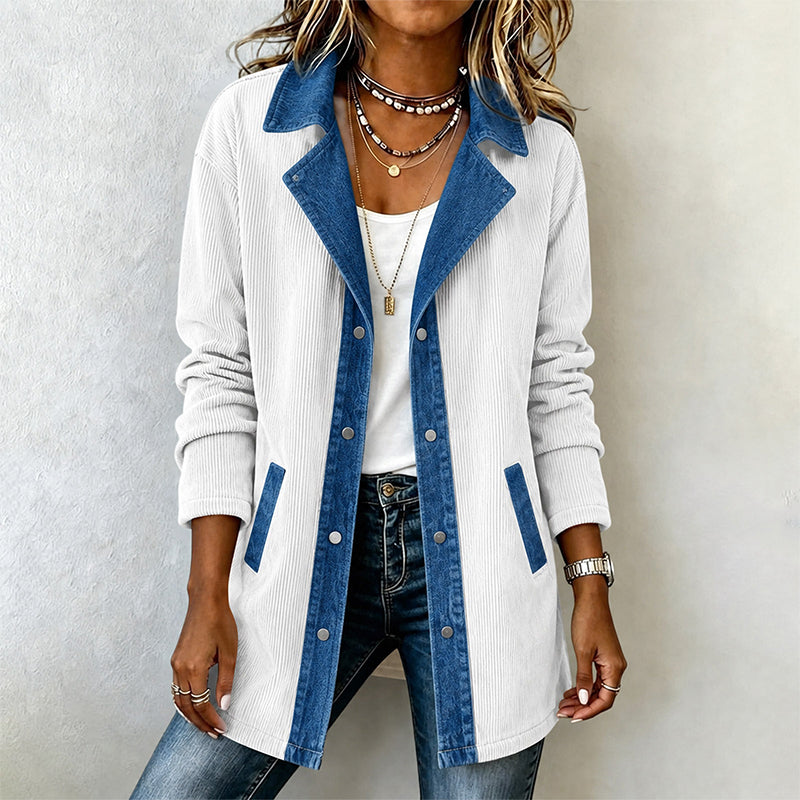 ✨👚Jaqueta casual de retalhos de jeans para mulher