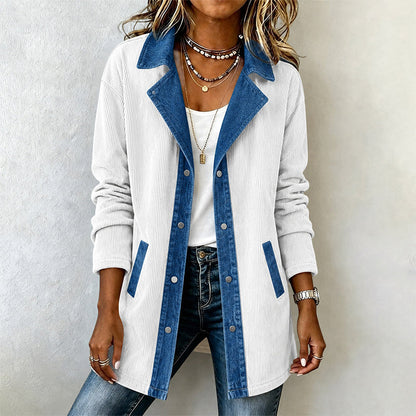 ✨👚Jaqueta casual de retalhos de jeans para mulher