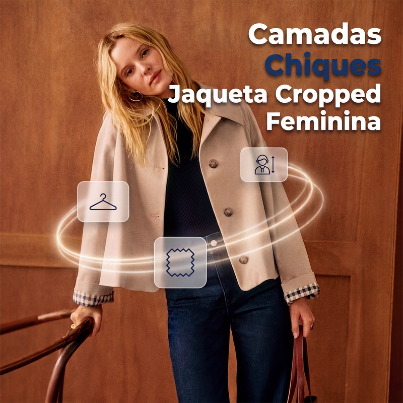 ✨👚Jaqueta cropped de abotoamento simples feminina
