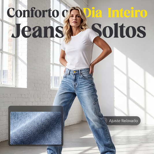✨Calças de ganga retas e largas casuais para mulher