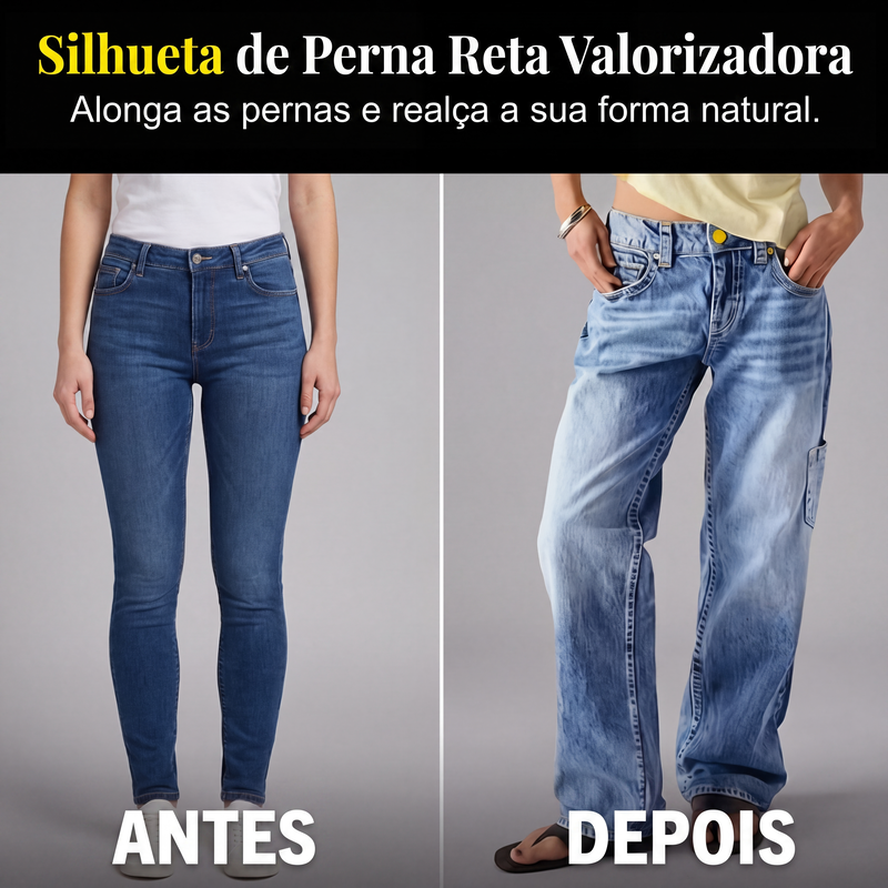 ✨Calças de ganga retas e largas casuais para mulher