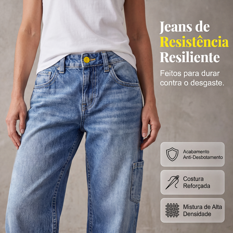 ✨Calças de ganga retas e largas casuais para mulher