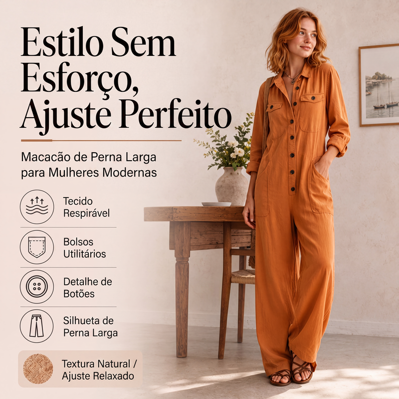 ✨👗Macacão cargo de perna larga para mulher