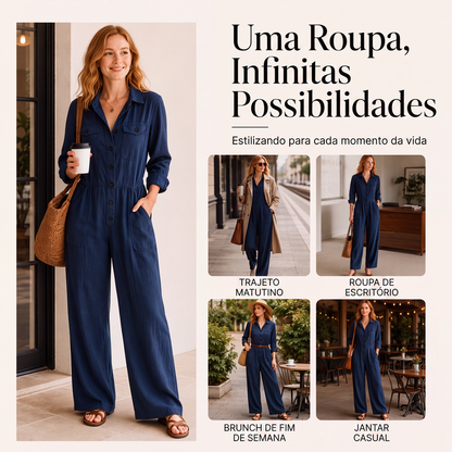 ✨👗Macacão cargo de perna larga para mulher