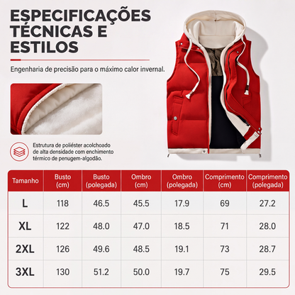 ✨Colete de inverno acolchoado com capuz, tecido espessado