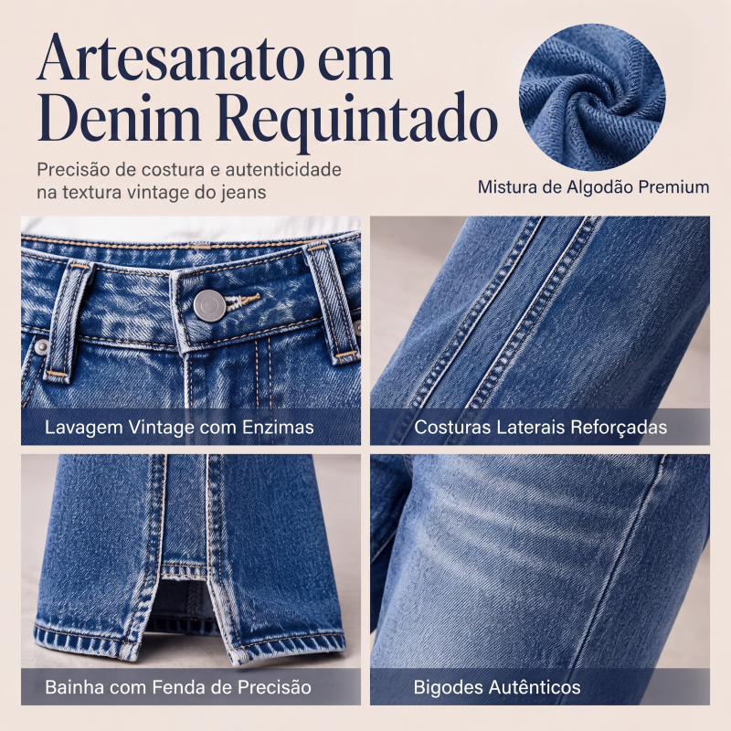 ✨Calças jeans de cintura alta e perna larga para mulher
