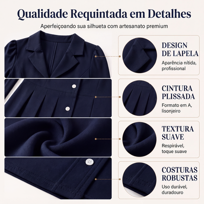 ✨👗Vestido Blazer Plissado de Manga Comprida para Mulher