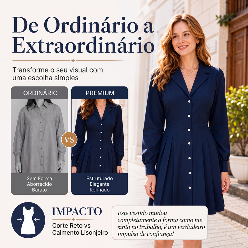 ✨👗Vestido Blazer Plissado de Manga Comprida para Mulher