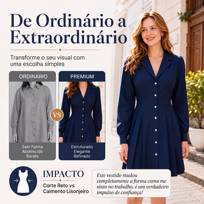 ✨👗Vestido Blazer Plissado de Manga Comprida para Mulher