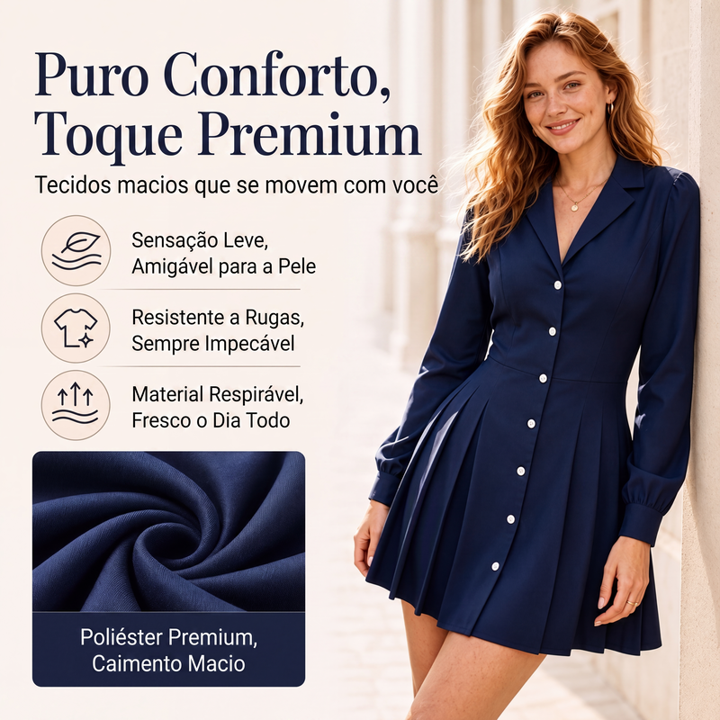 ✨👗Vestido Blazer Plissado de Manga Comprida para Mulher