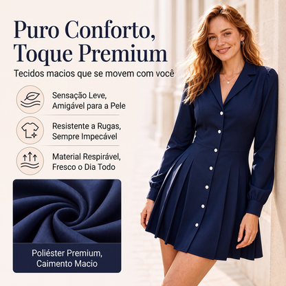 ✨👗Vestido Blazer Plissado de Manga Comprida para Mulher