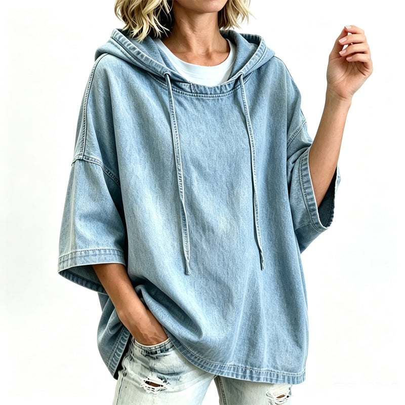 🍂 Moletom jeans casual feminino solto – Conforto relaxado e estilo outono sem esforço