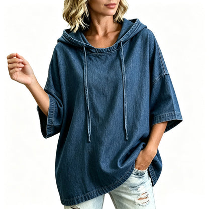 🍂 Moletom jeans casual feminino solto – Conforto relaxado e estilo outono sem esforço