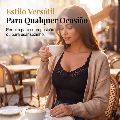 ✨👗Regata justa de renda para mulheres de tamanho grande