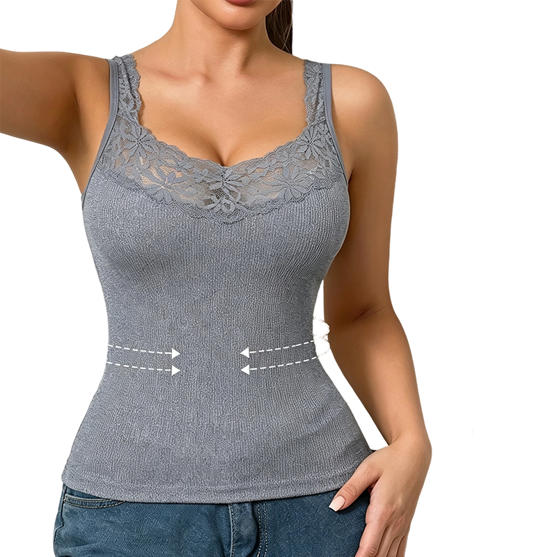 ✨👗Regata justa de renda para mulheres de tamanho grande