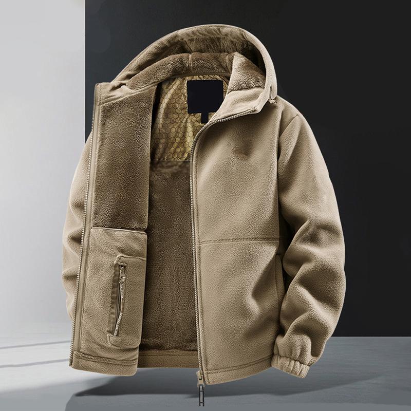 Jaqueta casual quente masculina com capuz e zíper