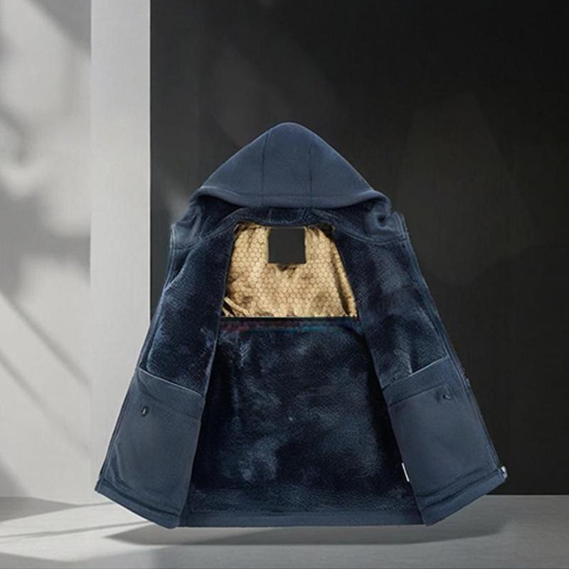 Jaqueta casual quente masculina com capuz e zíper