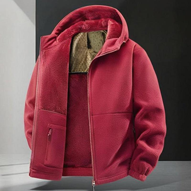 Jaqueta casual quente masculina com capuz e zíper