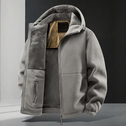 Jaqueta casual quente masculina com capuz e zíper