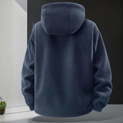 Jaqueta casual quente masculina com capuz e zíper