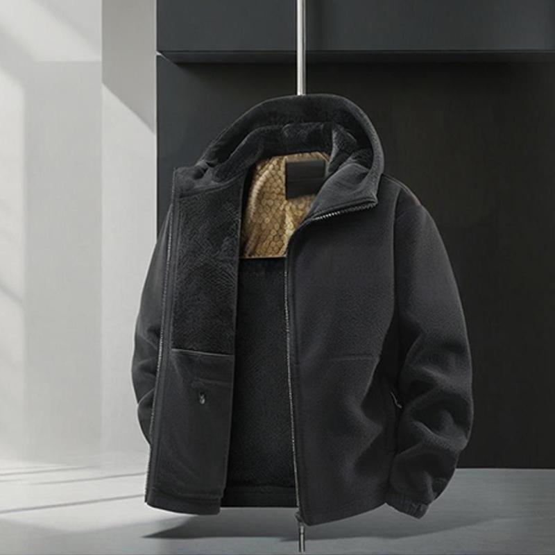 Jaqueta casual quente masculina com capuz e zíper