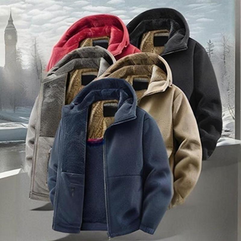 Jaqueta casual quente masculina com capuz e zíper