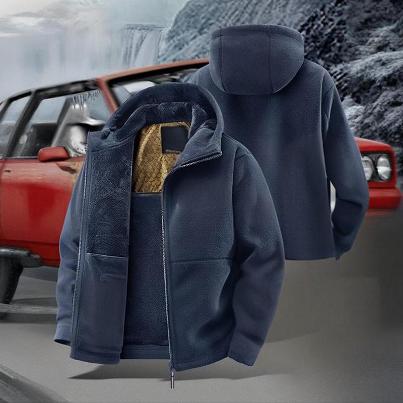 Jaqueta casual quente masculina com capuz e zíper