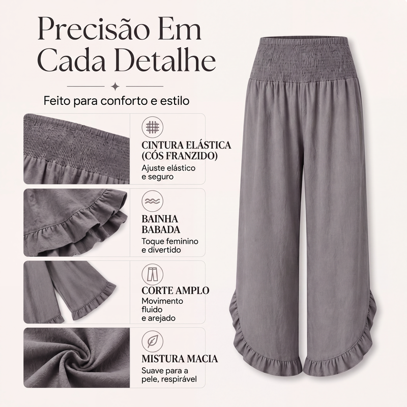 ✨Calças de linho e algodão de cintura alta para mulher