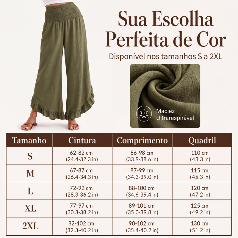 ✨Calças de linho e algodão de cintura alta para mulher