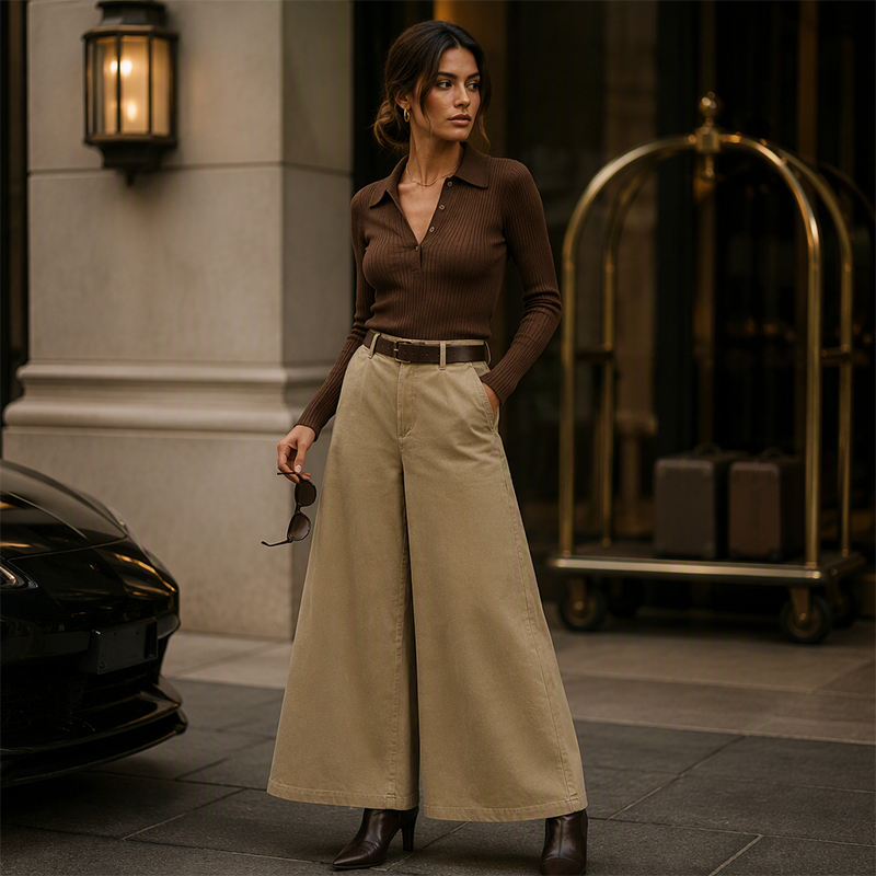 ✨👗Calças casuais de perna larga para mulheres