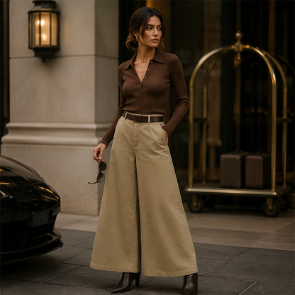✨👗Calças casuais de perna larga para mulheres