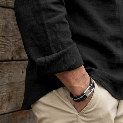 Camisa Masculina Casual de Cor Sólida