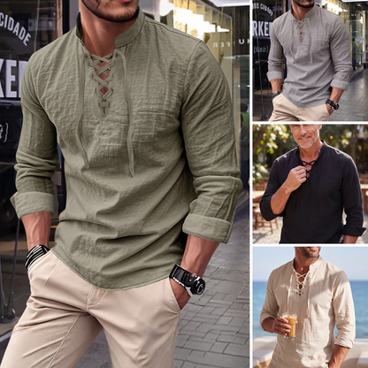 Camisa Masculina Casual de Cor Sólida
