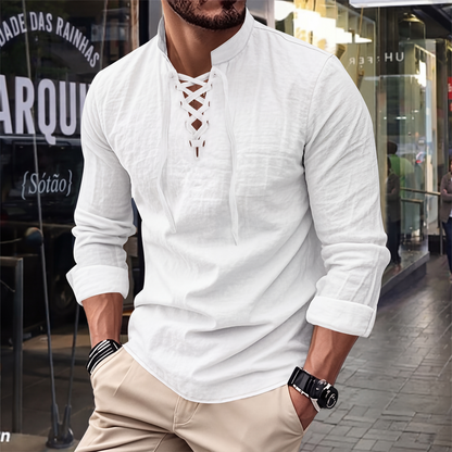 Camisa Masculina Casual de Cor Sólida